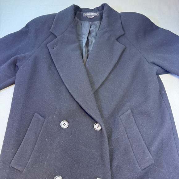 Donny Brook Black Wool Double Breasted Lined Trench Coat Womens 12P - Picture 3 of 12